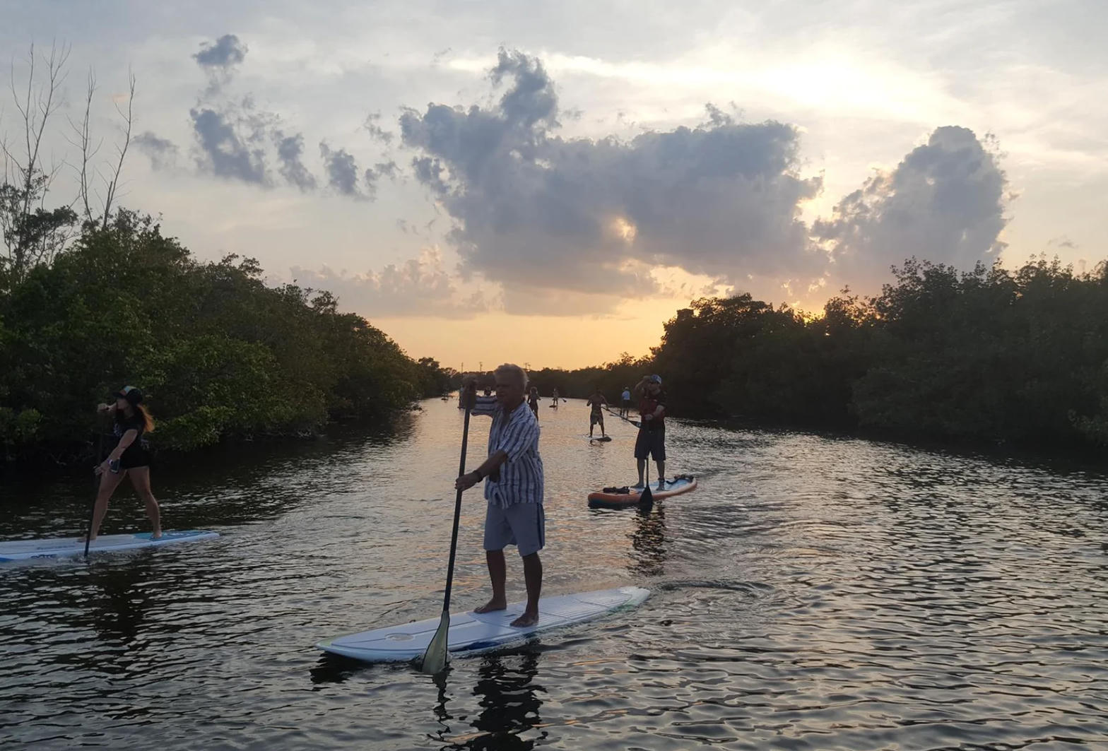 Stand-up paddler on calm open water