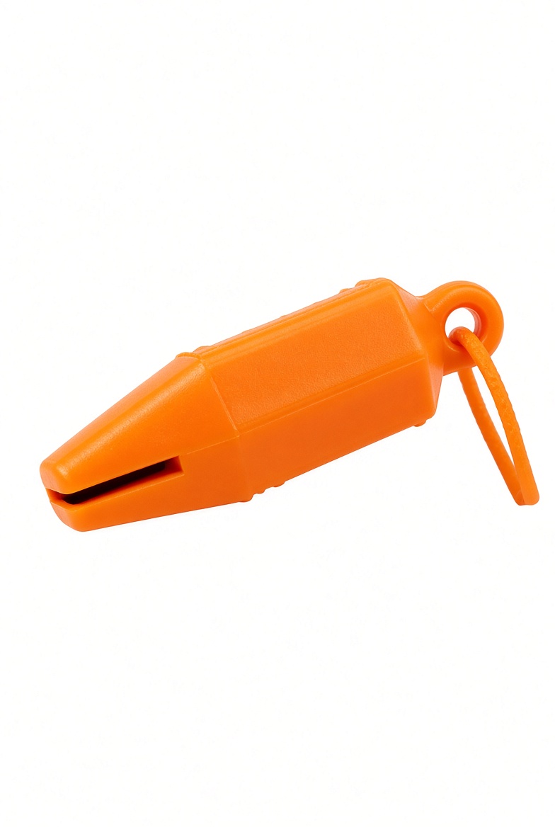 Example category image of Emergency whistle; exact Amazon listing match is unverified